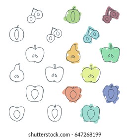 Set of various fruits - vector illustration