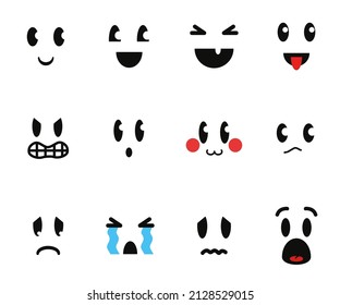 Set Various Funny Emoticons Emotions Vector Stock Vector (Royalty Free ...