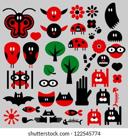 Set of various funny scrapbook elements