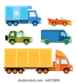 Set of various funny toy cars - vector illustration