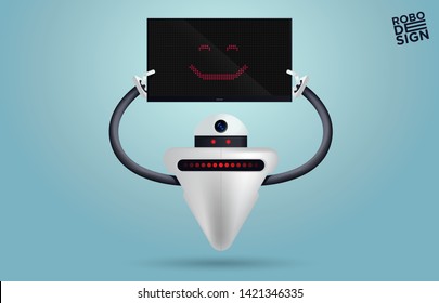Set of various futuristic robots activity vector illustration. Robot innovation technology science emotions