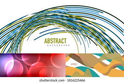 Set of various geometric abstract backgrounds. Collection of universal wallpapers