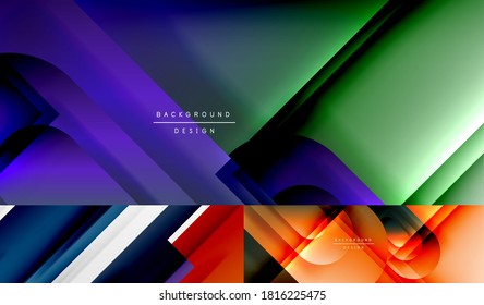 Set of various geometric abstract backgrounds. Collection of universal wallpapers