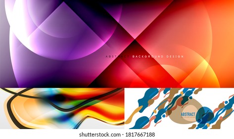 Set of various geometric abstract backgrounds. Collection of universal wallpapers