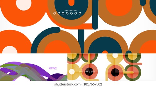 Set of various geometric abstract backgrounds. Collection of universal wallpapers
