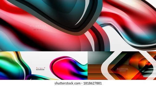Set of various geometric abstract backgrounds. Collection of universal wallpapers