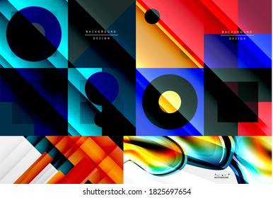 Set of various geometric abstract backgrounds. Collection of universal wallpapers