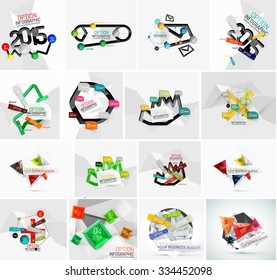 Set of various geometric abstract infographic templates. Stickers lines and other elements