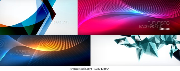Set of various geometric design templates - abstract backgrounds