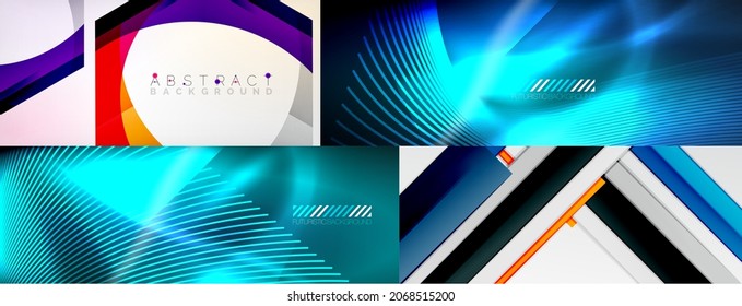 Set of various geometric design templates - abstract backgrounds