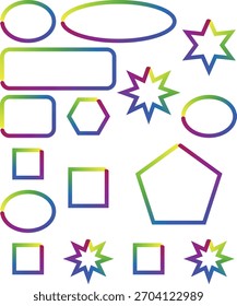 Satz von verschiedenen geometrischen Formen mit lebendigen Farbverlauf Umrisse auf Weiß.