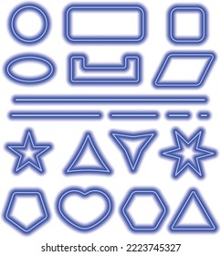 Un conjunto de formas geométricas en un diseño de neón. Materiales para señales, presentaciones, etc. Gráficos vectoriales.