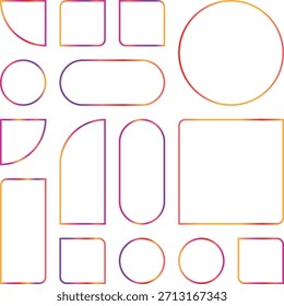 Conjunto de varias Formas geométricas en colores vibrantes aislados sobre un fondo transparente