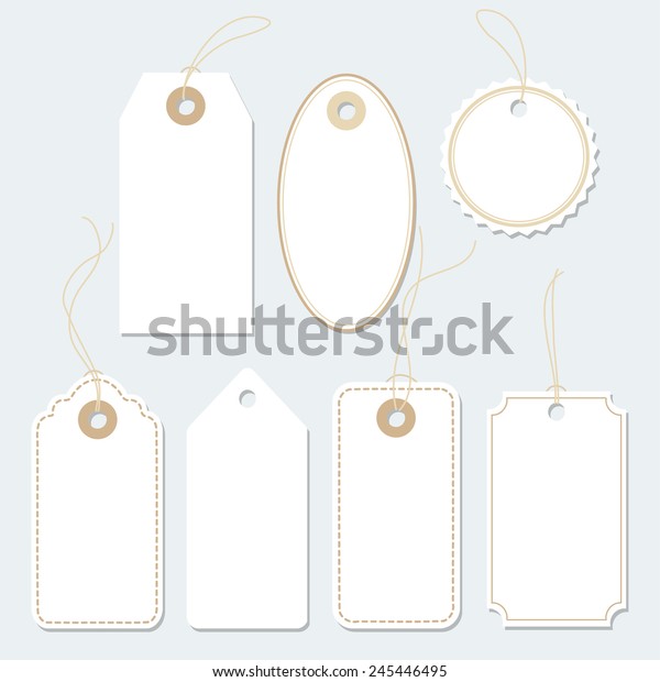 Set of various gift tags, Labels.\
Paper labels. Isolated vector elements, flat design.\
