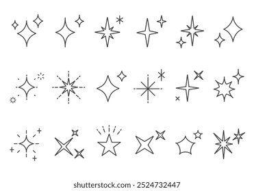 A set of various glittering simple icons