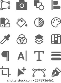 Set of various graphic design icons