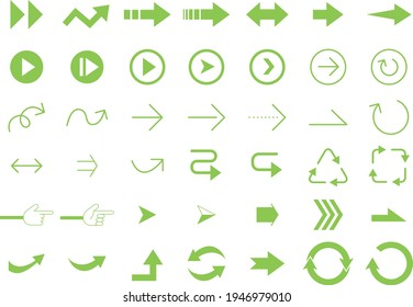 Set of various green arrow illustrations