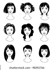 Set of various haircuts