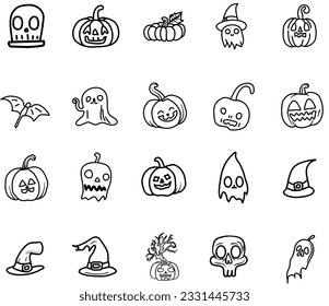 Set of various Halloween doodles