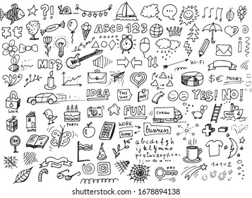 Set Of Various Hand Drawn Vector Doodles