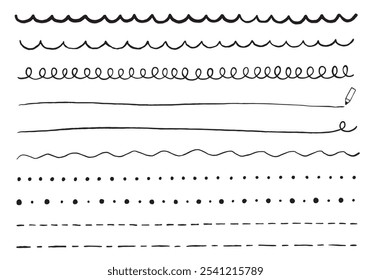 Conjunto de várias linhas desenhadas à mão