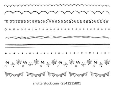 A set of various hand-drawn lines and garlands