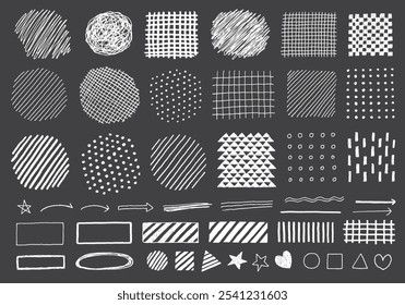 A set of various hand-drawn lines and patterns that can be used as backgrounds or decorations