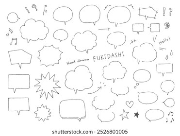 Set of various hand-drawn speech bubbles