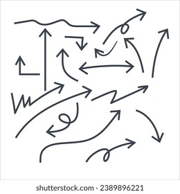 Un conjunto de varias flechas manuscritas concepto diseño ilustración material
