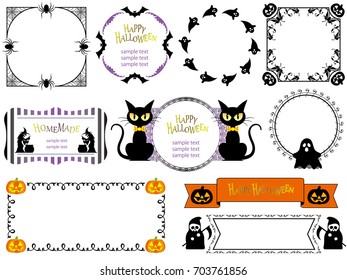 A set of various Happy Halloween vector frame illustrations.
