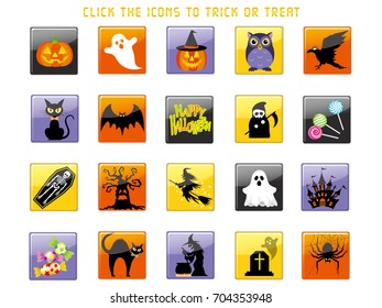 A set of various Happy Halloween vector user interface icons.