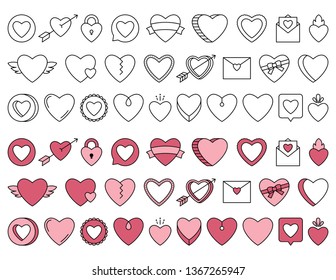 Set of various Heart Shapes