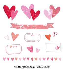 Set of various heart stamps for Valentine's Day