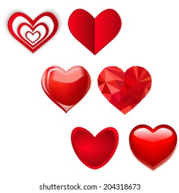 set of various hearts