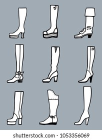 Set of various high female boots