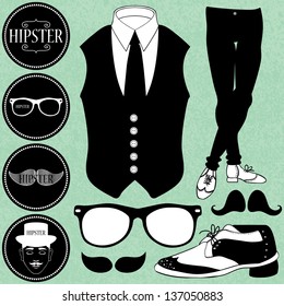 Set of various hipster style elements