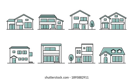 A set of various house icons and illustrations