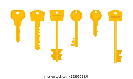 Satz verschiedener Hausschlüssel. Unterschiedliche Türschlüssel. Home Security. Vektorgrafik