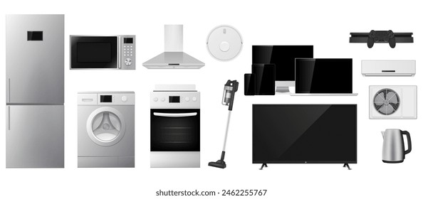 Set of various household appliances. Vector illustration. Eps 10.