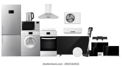 Set of various household appliances. Vector illustration. Eps 10.