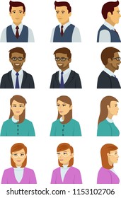Set of various human face with many poses and emotions