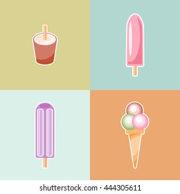 Set of various ice cream in flat style.
