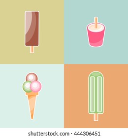 Set of various ice cream in flat style.