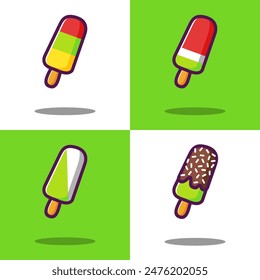 set of various ice cream popsicle, icon vector illustration, fast food collection. Food icon isolated