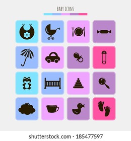 Set of various icons for babies