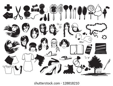 Set Of Various Icons Isolated On White Background - Vector Illustration, Graphic Design Useful For Your Design. Lot Of Abstract Elements For Design