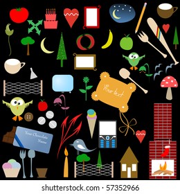 Set of various icons and symbols.Vector illustration.