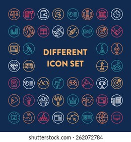 Set of various icons for a lot of things. For example business, money, sport, marketing, finance etc. The number of icons is 40.