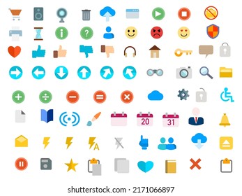 Set of various icons for web page,