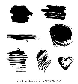 Set of various ink stains. Grunge blots and stokes. Elements for your design.